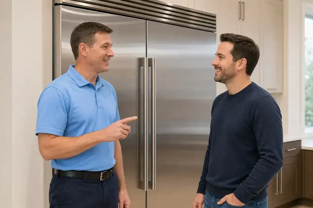 Appliance repair technician giving a cost estimate in Minneapolis, MN